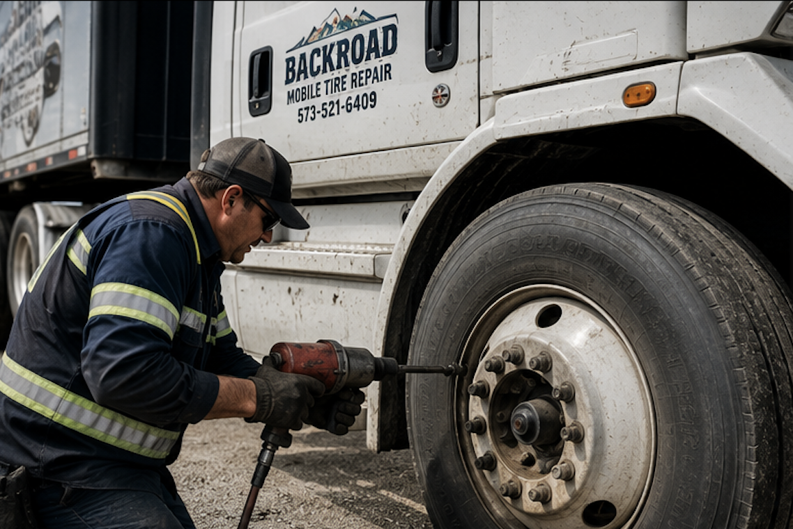 Mobile commercial truck tire repair